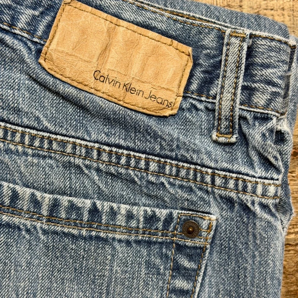 Calvin Klein Jeans Mens 34 Bootcut Light Wash Blue Denim 100% Cotton